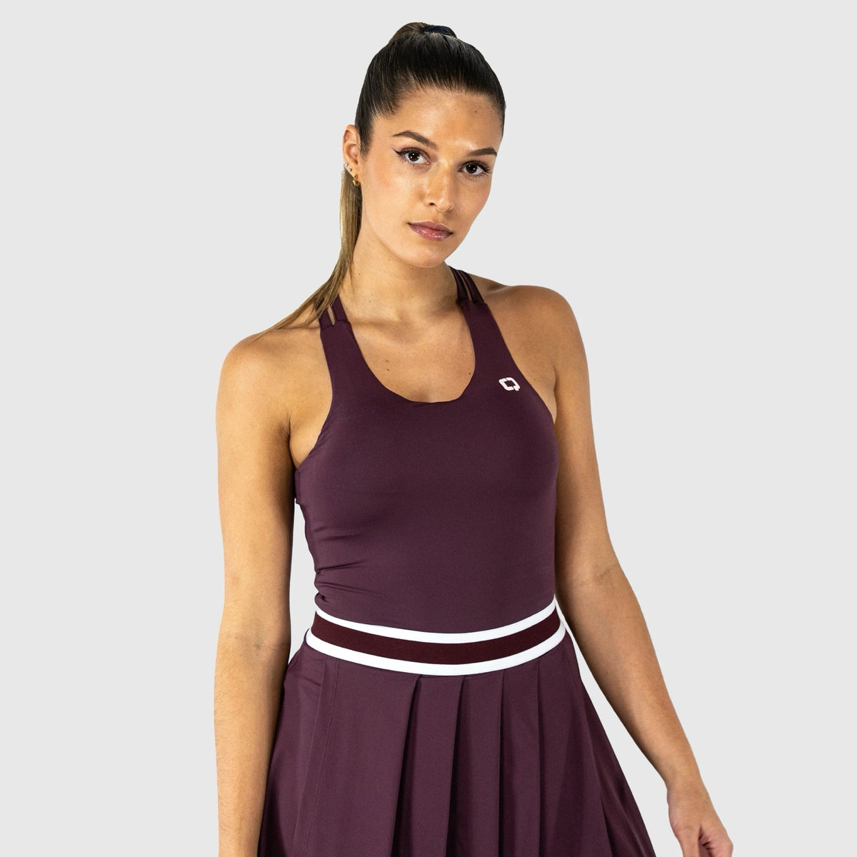 QUAD Tank top-double stripes Burgundy front view