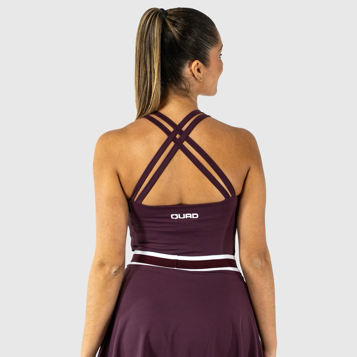 QUAD Tank top-double stripes Burgundy back view
