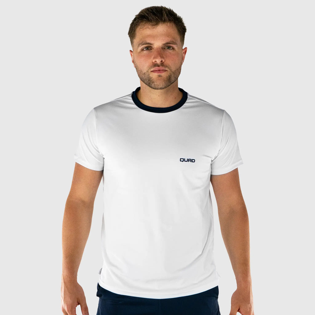 Club Pickleball T-Shirt White and Navy - front view