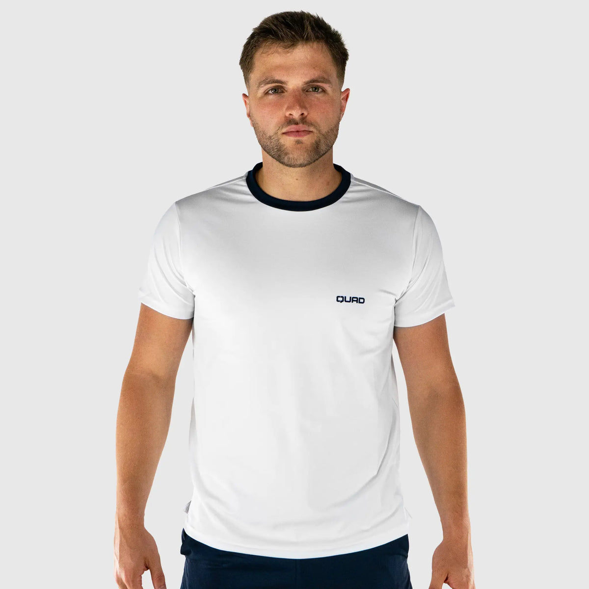 Club Pickleball T-Shirt White and Navy - front view