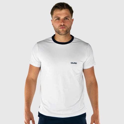 Club Pickleball T-Shirt White and Navy - front view